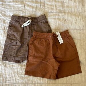 Janie & Jack + Old Navy Boys Cargo Brown & Linen Cotton Rust Shorts